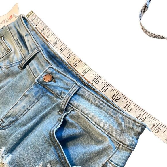 Roswear distressed stretch denim jean shorts light wash L 12-14 - Picture 9 of 12